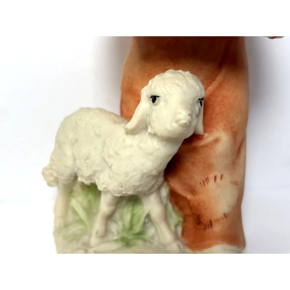 Giuseppe Armani Signed Boy Figurine Sheep Florence Italy Resin 6.5